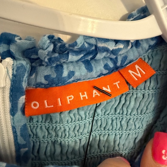 OLIPHANT Smocked Flirty Blue Short Dress in Fern Blue 1707 - Picture 7 of 12